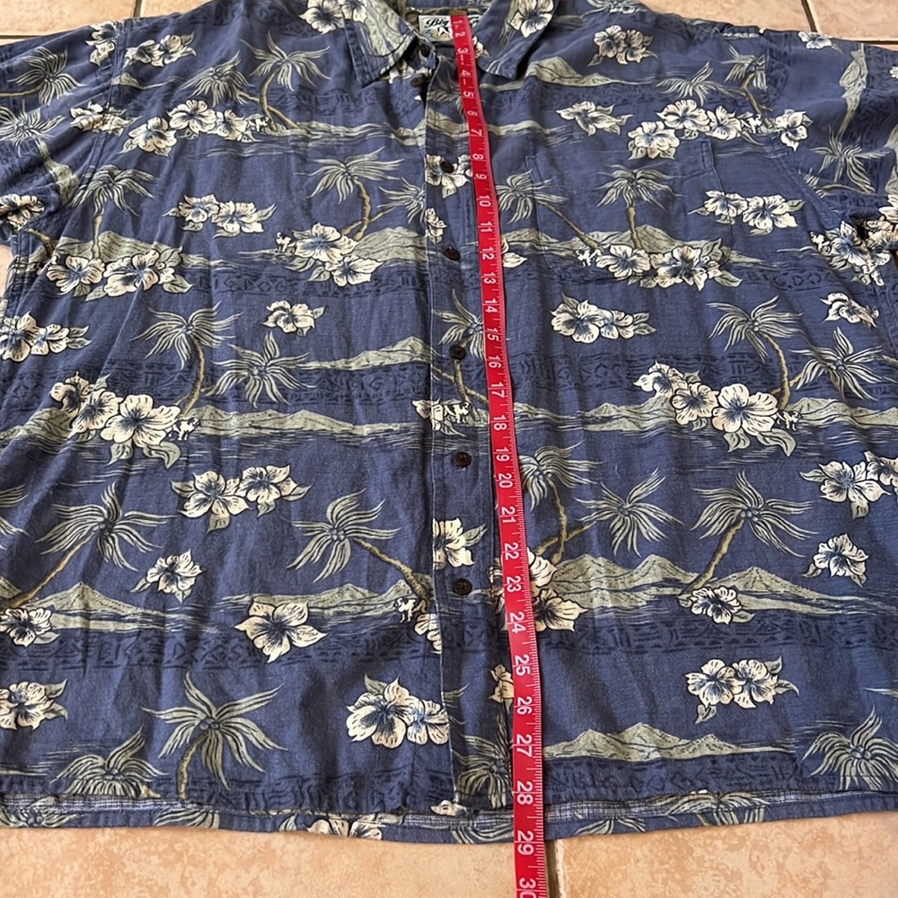 Vintage‎ Big Dogs Hawaiian Shirt Blue Floral Palms Dogs, Size Large - Picture 11 of 11
